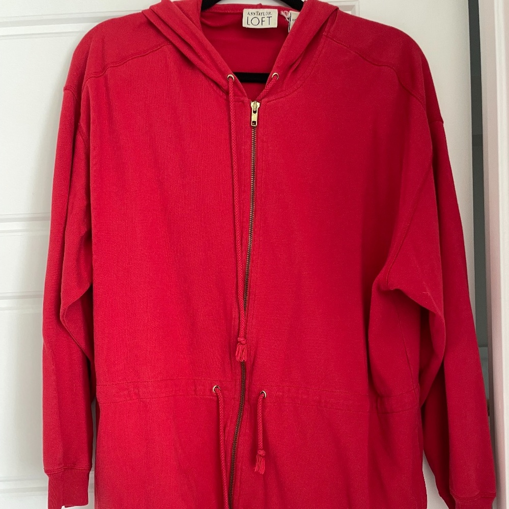 Ann Taylor Loft Red Zip-Up Hoodie